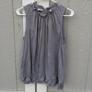 Size 18/20- Cato Gray Ruffle Neck Sleeveless Blouse